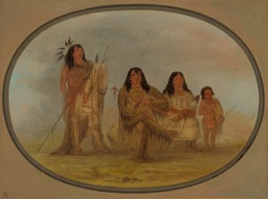A Blackfoot Chief, His Wife, and a Medicine Man by George Catlin