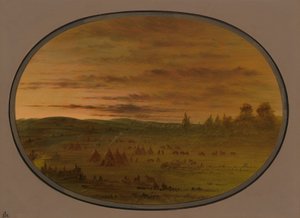 An Indian Encampment at Sunset