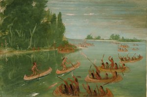 Canoe Race Near Sault Ste. Marie by George Catlin
