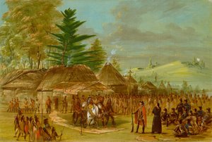 Chief of the Taensa Indians Receiving La Salle. March 20, 1682 by George Catlin