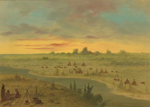 Encampment of Pawnee Indians at Sunset