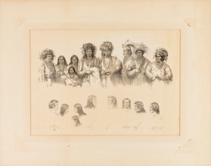 Indians: 9 Male and Female Torsos; 9 Head, Profiles--no. 28 by George Catlin