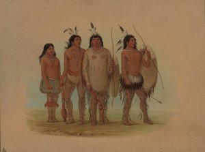 Kiowa Chief, His Wife, and Two Warriors