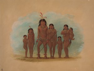 Lengua Chief, His Two Wives, and Four Children, 1854-1869