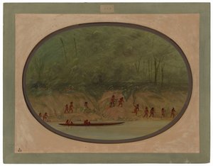 Lengua Indians Ascending the Rapids of the Rio Uruguay by George Catlin