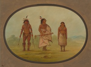 Mohave Chief, a Warrior, and His Wife, 1855-1869