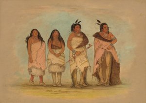 Pawnee Chief, Two Daughters, and a Warrior