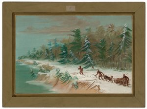 Returning to Fort Frontenac by Sled, February 1679 by George Catlin