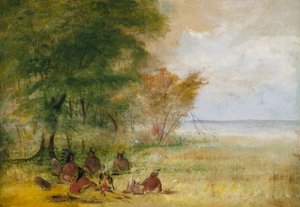 Sioux Indian Council, Chiefs in Profound Deliberation by George Catlin