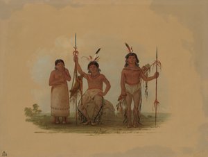 Two Arapaho Warriors and a Woman, 1861-1869