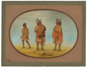 Two Weeah Warriors and a Woman by George Catlin