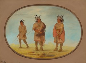 Two Weeah Warriors and a Woman by George Catlin