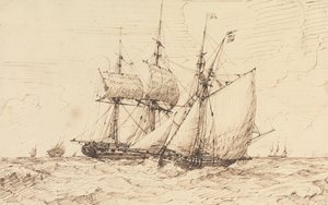 A Lugger Signaling a Passing Frigate