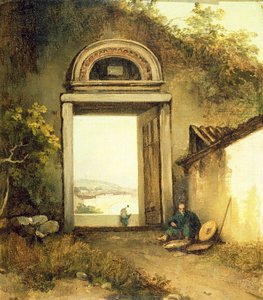 View of Praya Grande, Macao, from a Doorway on Penha Hill