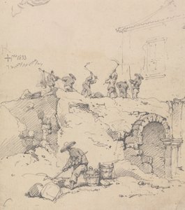 Workers Demolishing a Building by George Chinnery