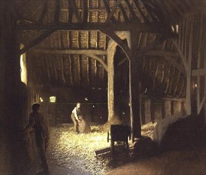 Barn Interior with Working Boys by George Clausen