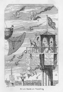 Air-um, Scare-um Travelling - Anticipation of the Future of Flying in 1843 by George Cruikshank