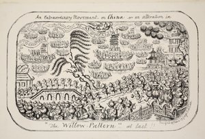 An Extraordinary Movement on China - or - an Alteration in The Willow Pattern at Last!!, pub. 1853 by George Cruikshank