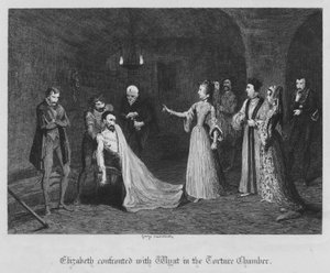 Elizabeth confronted with Wyat in the Torture Chamber
