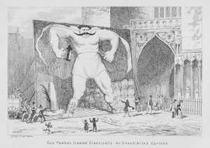 Guy Fawkes treated classically, An unexhibited cartoon by George Cruikshank