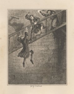 Jonathan Wild Throwing Sir Rowland Trenchard Down the Well-Hole by George Cruikshank