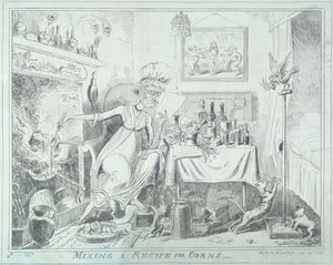 Mixing a recipe for corns by George Cruikshank