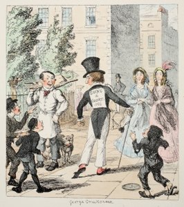 Mr Lambkin sallies forth in all the pride of power, with the secret and amiable intention of killing a certain Lady, Some envious rival makes known this deadly purpose, by means of a placard, from The Bachelor