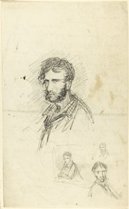 Self-Portrait with Three Sketches by George Cruikshank