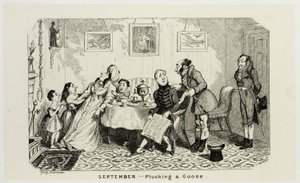September - Plucking a Goose from George Cruikshank