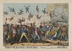 Shuttlecocks and Mackerel, or Members Going to Vote on the Corn Bill, March 14 by George Cruikshank