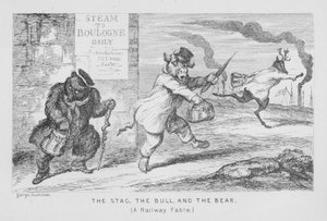 The Stag, The Bull, and The Bear, A Railway Fable by George Cruikshank