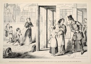 Unable to obtain employment, they are driven by poverty into the streets to beg, and by this means they still supply the bottle by George Cruikshank