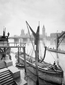 Houses of Parliament from the River Thames, Lambeth, London, c1920s