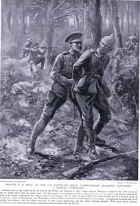 Private B R Shiel Awarded DCM for Capturing a German Patroller in Belgium April 1915 by George Derville Rowlandson