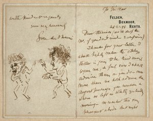 Letter with Drawing of Whistler Menacing Du Maurier by George du Maurier