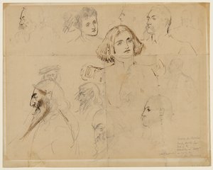 Rough Sketch for Some of the Characters in Trilby, Including Trilby and Svengali by George du Maurier