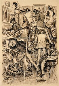 Varnishing Day at the Royal Academy by George du Maurier