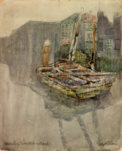 Eel Boats in a Canal at Dordrecht, Holland