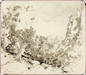 Untitled (transfer drawing for The Edge of the Desert, Arizona) by George Elbert Burr