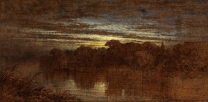 Twilight on the Avon, Ruins of Kenilworth Castle in the Distance