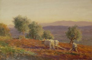 Where Virgil Sang, Man Ploughing, 1912 by George Faulkner Wetherbee