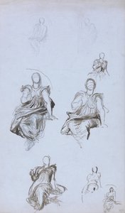 Studies of a Seated Figure with a Book by George Frederick Watts