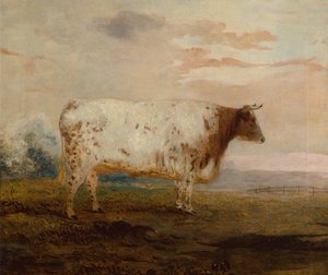 Juno, A Red Short Horn Cow in an Extensive Landscape by George Garrard