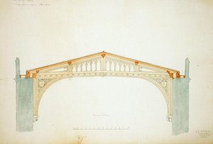 New College Oxford: Design for Hall New Roof by George Gilbert Scott