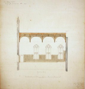 New College Oxford: Design for New Hall Roof by George Gilbert Scott