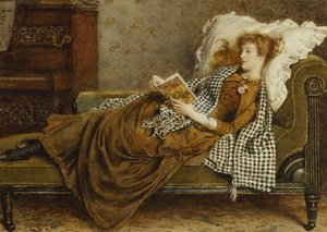 A Young Lady Reading in an Interior by George Goodwin Kilburne