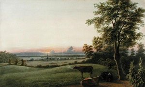 Sunrise - Flatbush and the Ocean from the Greenwood Cemetery, Long Island, New York, c.1830-40