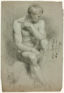 Seated Male Nude with Sketch of Nude Archer