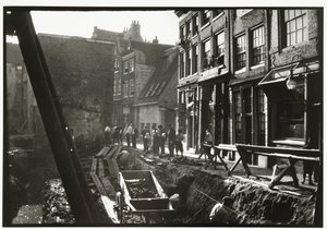 Construction Workers in and on a Construction Pit at Nieuwendijk in Amsterdam