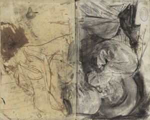 Drinking man in seventeenth-century clothing and a seated man